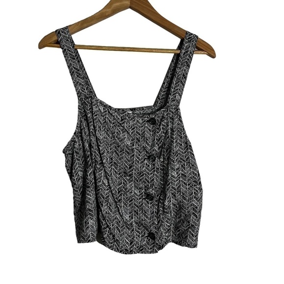 BP black/White button down blouse crop top size L - Picture 2 of 6